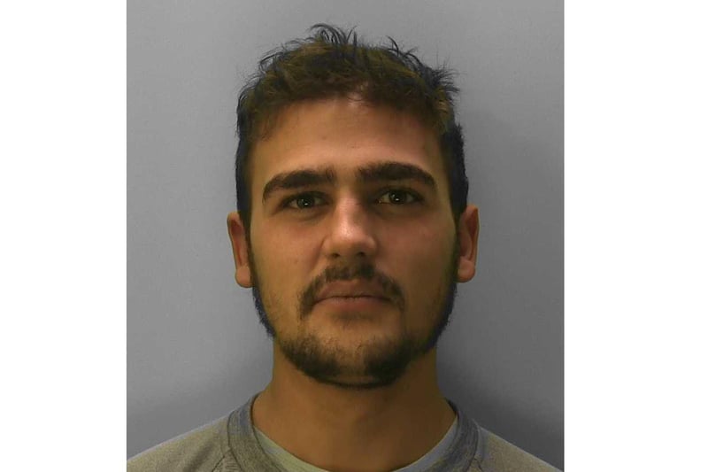 Harry Berry-Hill was jailed for four years following a two-year investigation into the supply of Class A and B drugs in Seaford. The 20-year-old, of Newton Terrace in Newhaven, was arrested on the A259 on October 26, 2019, having been seen by officers running from a vehicle that had failed to stop for police. He was found with a bag containing almost £6,000 in cash, bags of cannabis, digital scales and a large hunting knife. He was jailed for four years for offering to supply a controlled class A drug, cocaine, and received a concurrent four-year sentence for supplying MDMA, also class A. Further concurrent sentences came for supplying and possessing cannabis, acquiring/using/possessing criminal property and possessing a bladed article in a public place.