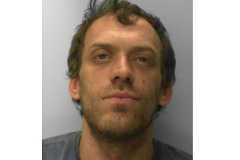 Nicholas Huggins, 33, of Mount Pleasant Road in Hastings, was jailed after being caught trying to break into a property in Hastings. On March 17, a flat in St Mary's Road was broken into and cash stolen from inside. It wasn't reported to police, but the occupants secured the building. The next day, at around 5.35am, a friend of the occupant was looking after the property when he was woken up by someone shining a light at the door and trying to undo screws. When confronted, Huggins fled the scene by was chased by the friend who detained him in an alleyway. He was charged with attempted burglary with intent to steal and going equipped for burglary and on May 20 was sentenced to 27 months in prison for the attempted burglary and another three months, to run concurrently, for going equipped for burglary.