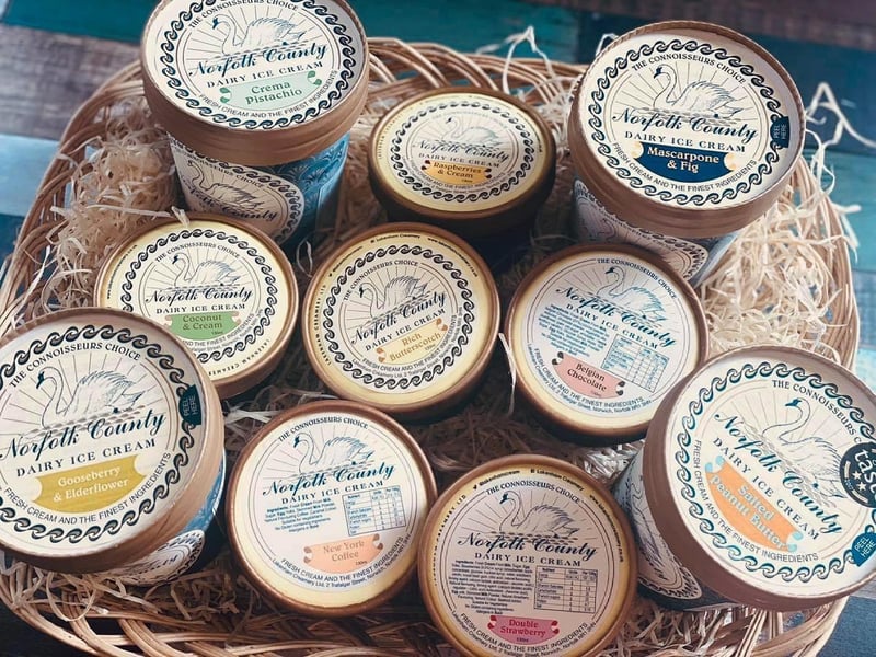 St Giles Cheese in Northampton town centre stocks Lakenham Creamery Norfolk ice cream, which owner of St Giles Cheese, Steve Ward, describes as "the best I've had in this country. Proper cream, not skimmed milk and thickeners." We will take your word for it, Steve!