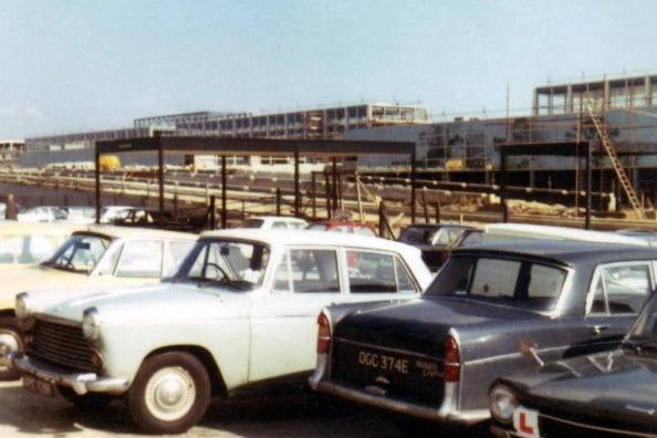 An early shot of the building sites showed what was to become the parking bays. The cars belonged to builders and architects - and, no, they didn't have to pay to park!