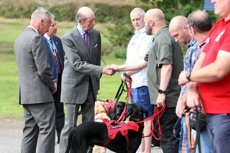 Duke of Kent meets veterans helped by Service Dogs UK at Northchapel Village Hall. Photo by Derek Martin Photography. DM21091709a