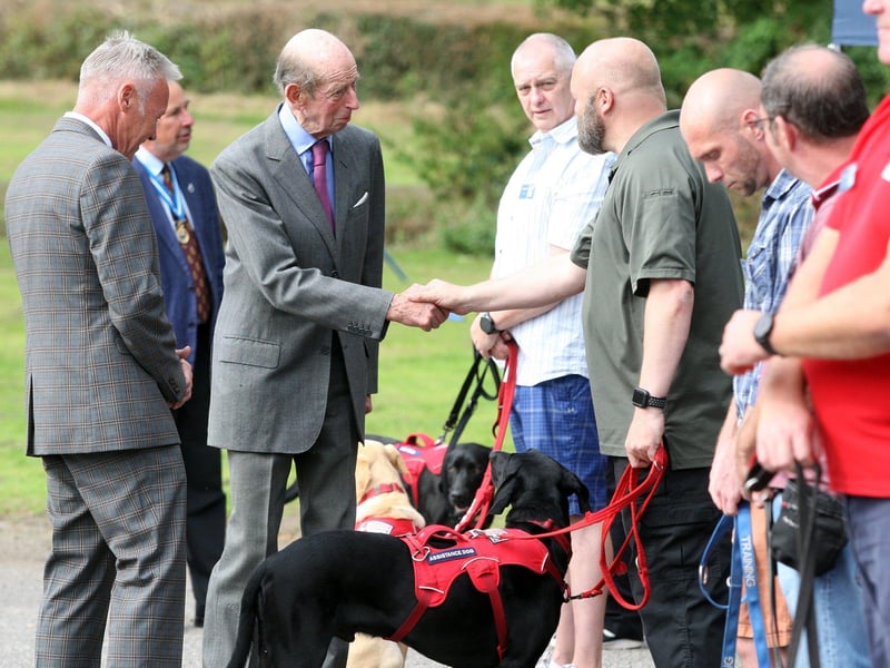 Duke of Kent meets veterans helped by Service Dogs UK at Northchapel Village Hall. Photo by Derek Martin Photography. DM21091709a