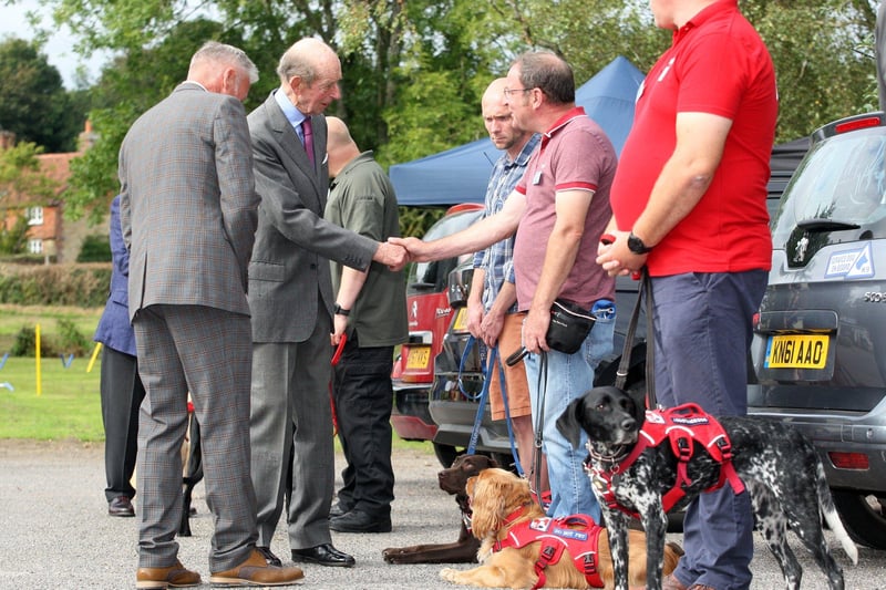 Duke of Kent meets veterans helped by Service Dogs UK at Northchapel Village Hall. Photo by Derek Martin Photography. DM21091723a