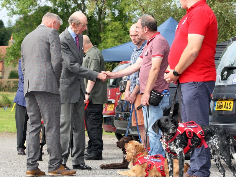 Duke of Kent meets veterans helped by Service Dogs UK at Northchapel Village Hall. Photo by Derek Martin Photography. DM21091723a