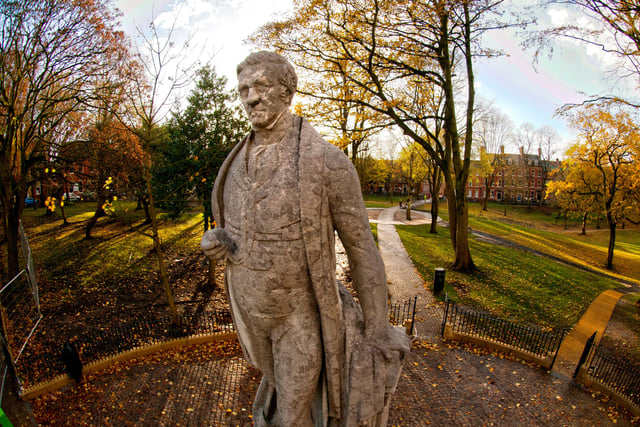 The Sir Robert Peel statue in Winckley Square Gardens in Preston, Lancashire. Picture:  Neil Cross/JP Media archive