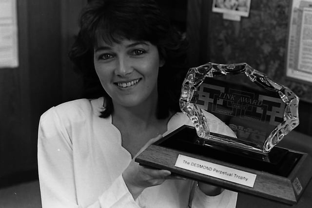 In October 1989 Margaret Sands from Newry, pictured, helped had the Northern Ireland Council for Voluntary Action (NICVA) launch that year's Oscar of the charity world at a gathering of business and charity leader, the winner would receive the Desmond Perpetual Trophy that November. Spokesperson Ashley McKinley told the News Letter: “It is marvellous to see a scheme such as this, acknowledging and encouraging companies and workforces who have been instrumental in developing and strengthening the link with local charities within the community.” Picture: News Letter archives