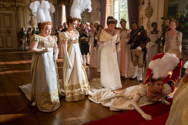 Cast/Crew: Phoebe Dynevor, Regé-Jean Page, Golda Rosheuvel, Jonathan Bailey, Luke Newton, Claudia Jessie, Nicola Coughlan, Ruby Barker, Sabrina Bartlett, Ruth Gemmell, Adjoa Andoh, Polly Walker, Bessie Carter and Harriet Cains and Julie Andrews as the voice of Lady Whistledown