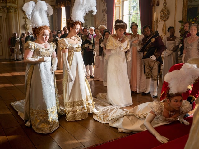Cast/Crew: Phoebe Dynevor, Regé-Jean Page, Golda Rosheuvel, Jonathan Bailey, Luke Newton, Claudia Jessie, Nicola Coughlan, Ruby Barker, Sabrina Bartlett, Ruth Gemmell, Adjoa Andoh, Polly Walker, Bessie Carter and Harriet Cains and Julie Andrews as the voice of Lady Whistledown
