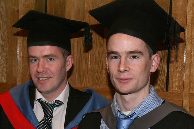 Adrian Ball, Aughabrack,  who collected his HNC in Building Studies and Gary Pope, Letterkenny, Co.Donegal, his degree in Software Development at the North West Regional College annual graduation ceremony held in the Millennium Forum, Derry.(0201T01)