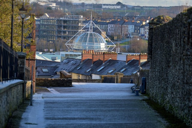 The Foyleside Shopping Centre dome viewed from Derry Walls on Friday morning last. DER2102GS - 020