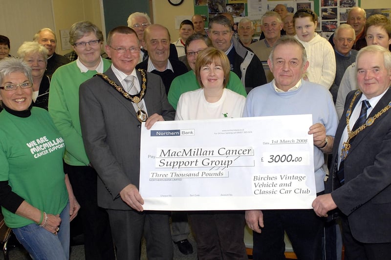 The Birches Vintage Vehicle Association  presented a cheque for £3000 to the local Macmillan Cancer Support Group in 2008