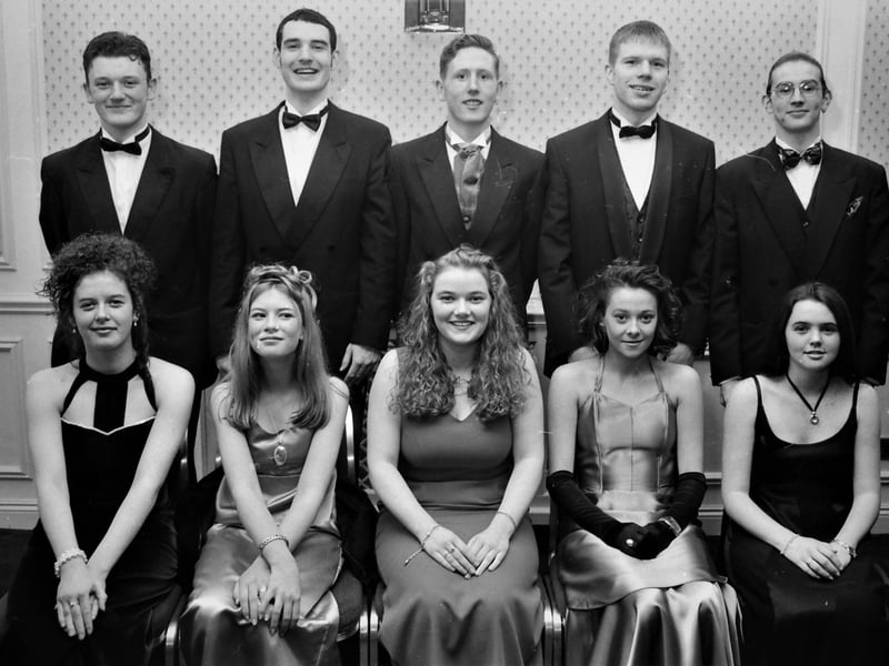 Seated are Ann Marie McKinney, Leeann Doherty, Brid Hargan, Charmaine O'Hara and Estelle Burder. Standing are Kevin McLaughlin, Larry Deeney, Ryan Coyle, Sean Miullan and Declan Gill.
