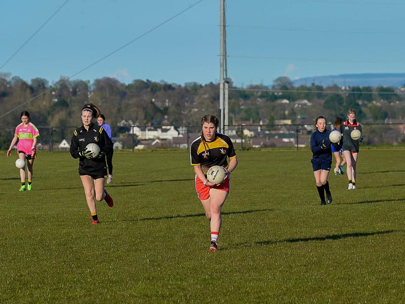 Doire Colmcille girls resume training in Paric Colmcille following the easing of lockdown restrictions. DER2115GS – 054