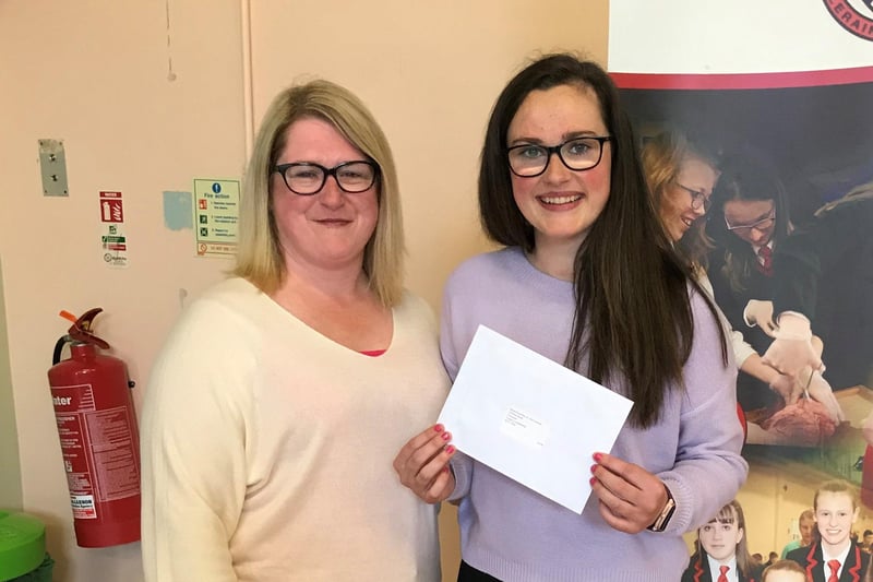 Head Girl Alex Lamont receiving her results with her mum