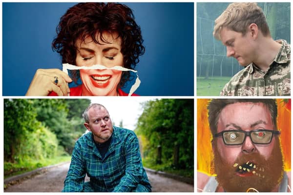 Ruby Wax, James Acaster, Frankie Boyle and Miles Jupp, clockwise from top, will be performing live at Sheffield Theatres (photo of Ruby Wax by Charlie Clift).