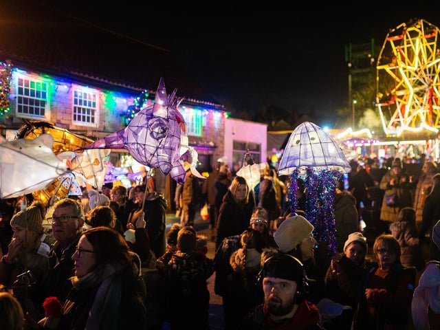 Community creativity was on show in the lantern parade which included a giant Shrek accompanied by Donkey, the Stickman and his family, Paddington, a herd of reindeer and a group of beautiful angels (photo: Lamar Francois)