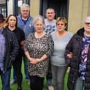 Staveley businesses/residents angered over town regeneration plans. Seen Briany and Billy Cooney, of the Old Rectory Guest House; Keith Bannister owner Harleys bar; Paula Smith of Hair with Attitude; Simon Bannister of Tillys tavern; Linda Bannister of Harveys bar and Emma Watson manager Harveys bar.
