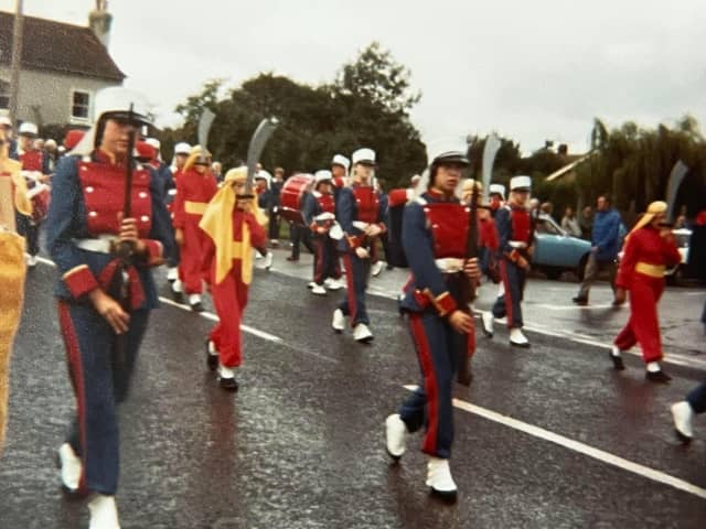 Do you recognise anyone in this Calow Gala procession of the 80s and what was the marching band called? (photo: Samantha Sherlock)