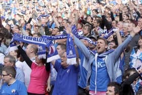 Chesterfield fans at Wembley for the JPT final against Swindon Town in 2012.