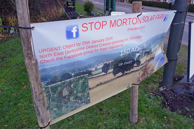 Banners have been put up in and around Morton in protest at the solar farm plan.