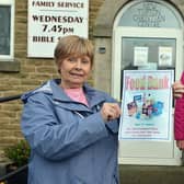 Joyce Quigley and Sylvia Tidmarsh outside Tupton Evangelical Church to raise awareness of their food bank. Pictures by Brian Eyre.