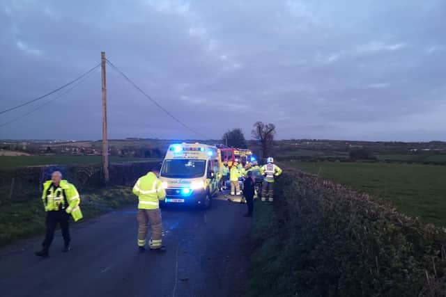 Emergency services attend Alfreton accident where a drunk driver hit three telegraph poles