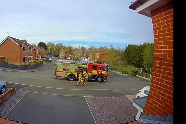 Firefighters deal with the blaze near a Chesterfield school. Image: Jonathan Reed.
