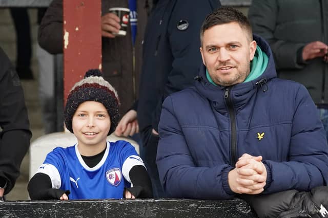 Chesterfield fans before the game at Chorley on 7th March 2020. Who can you spot?