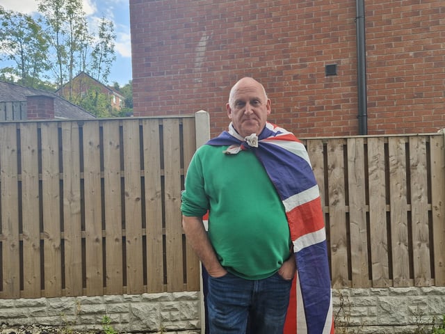 Andy Pegg, who served in the military for 30 years, attended the protest to 'say no to immigrants coming to this country untested with no documentation and being put into hotels at the public’s expense'.