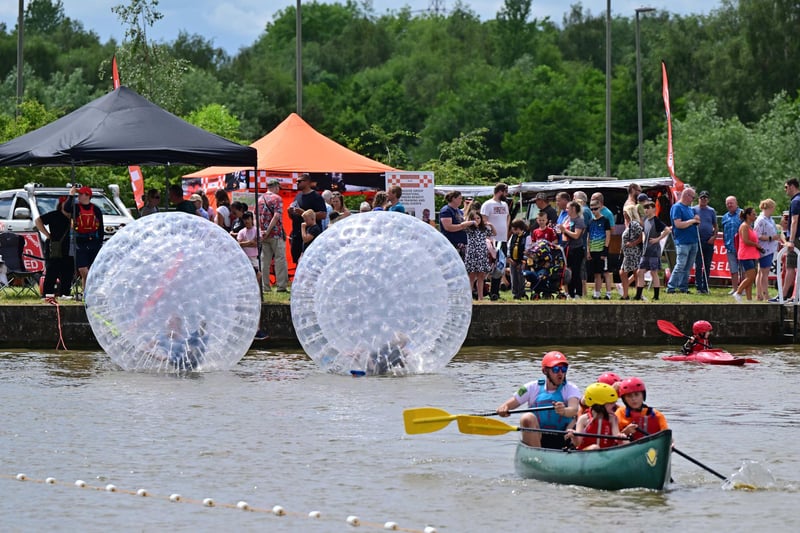 There was a chance to get out on the water in canoes and giant Zorb balls