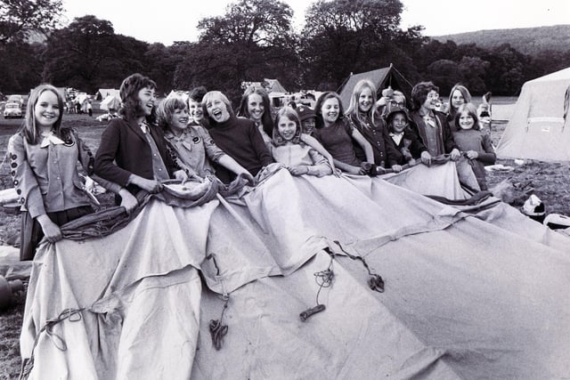 Guides pictured at the Peak 1974 Rally at Chatsworth.