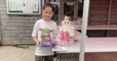 Hudson Lievesley, 9, was runner-up in the junior scarecrow competition.