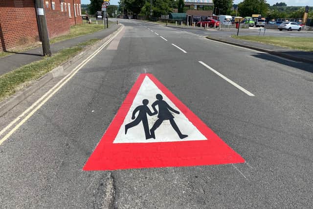 The school recently benefited from new road markings warning motorists they are entering a school zone,