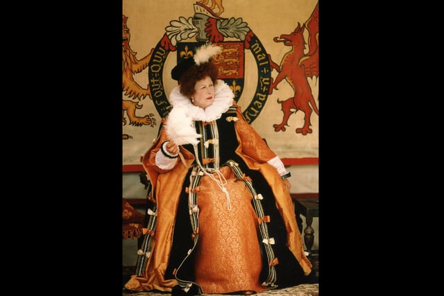 Queen Elizabeth I is one of the chararcters in a history through the ages presentation at Portchester Castle (undated). The News PP3902