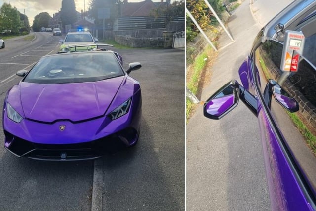 This posh sports car was pulled over in Tibshelf because  the front windows only let in 18 per cent of light - with the legal limit being 70 per cent
