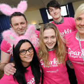 Launch of Sparkle Night Walk, Ashgate Hospice's biggest fundraiser of the year. Pictured front l-r are Level 2 Health and Social Care students from Chesterfield College, Giorgia Brough, Sharna Rose and staff member Sarah Merris. Back is Curriculum Manager of Health and Social Care and Public Services Tim Binns and Public Service student Liam Radford.