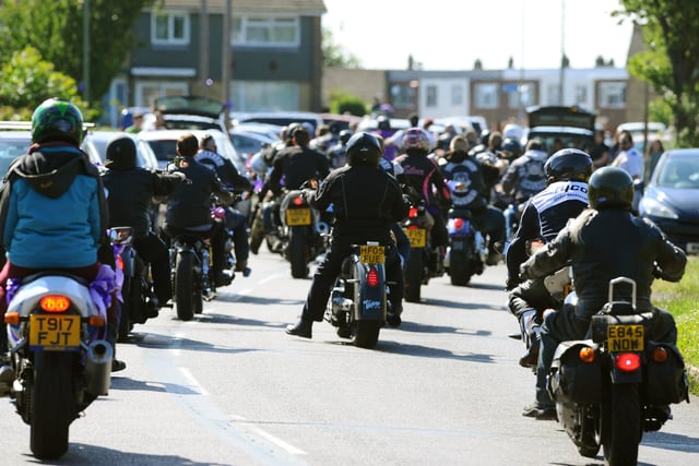 Bikers formed part of the funeral procession for Louise Smith. Picture: Sarah Standing (100720-5532)