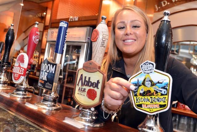 Pub manager Emily Bird at Spa Lane Vaults Chesterfield, which re-opened on Monday