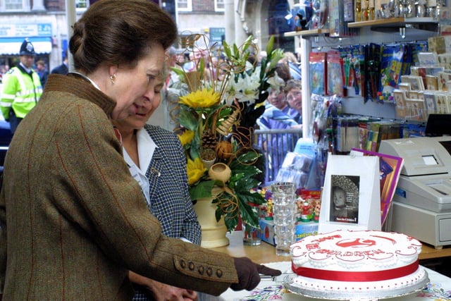 Princess Anne visited Chesterfield's Save the Children's shop in 2002.