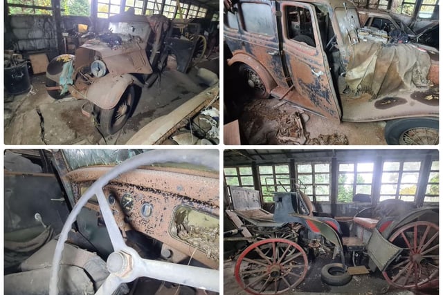 These are some of the cars and carriages that were uncovered at the farm.