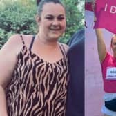 Delysia Oates, pictured before and after, her weight loss celebrates completing Race for Life Chesterfield.