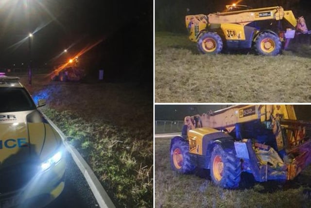 Police were called when this telehandler was seen being driven "erratically". It was located abandoned in Bolsover after police identified it as stolen.