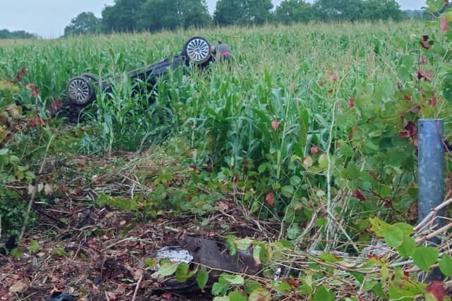 Young Derbyshire driver’s lucky escape after car flips on roof and ends ...