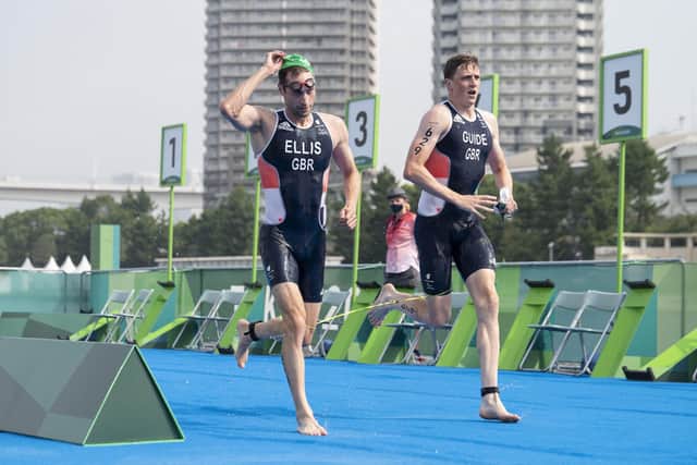 Dave Ellis and his guide Luke Pollard compete at the Tokyo Paralympics. (Photo: Getty)