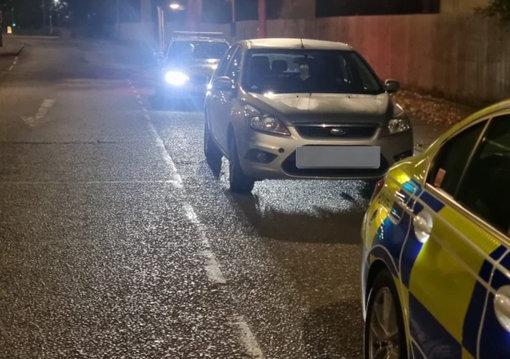 The Ford Focus - with no lights on and all over the road - was pulled over on A617 Pleasley. 
Officers tweeted: "Vehicle appears to be failing to stop before the driver begins struggling with the gears.
"Vehicle stopped and driver found to be a 14 year old female . We were not expecting that!"
