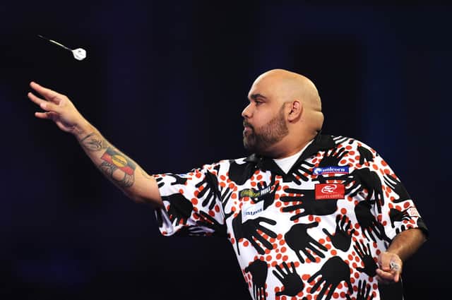 Kyle Anderson of Australia in action at the 2020 William Hill World Darts Championship at Alexandra Palace. (Photo by Alex Burstow/Getty Images)