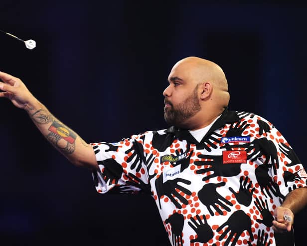Kyle Anderson of Australia in action at the 2020 William Hill World Darts Championship at Alexandra Palace. (Photo by Alex Burstow/Getty Images)