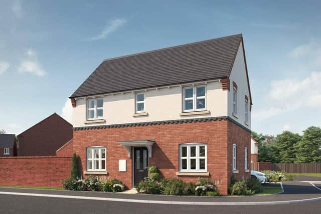 A computer-generated image of the three-bedroom Leighfield house style at Ashberry Homes’ Cherry Meadow development in Hatton, where nearly half of the homes are now built
