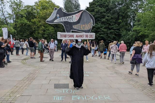 the protesters claimed that killing the badger is an 'easy way' of fighting TB disease and vaccinations should be introduced instead.