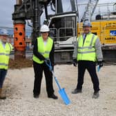 Pictured at the new Jewson site are James Garnett, project director, Morgan Sindall Construction; Coun Dean Collins Chesterfield Borough Council member for economic development, Chesterfield Borough leader Coun Tricia Gilby and Andy Hall, Yorkshire and North East managing director, Morgan Sindall.